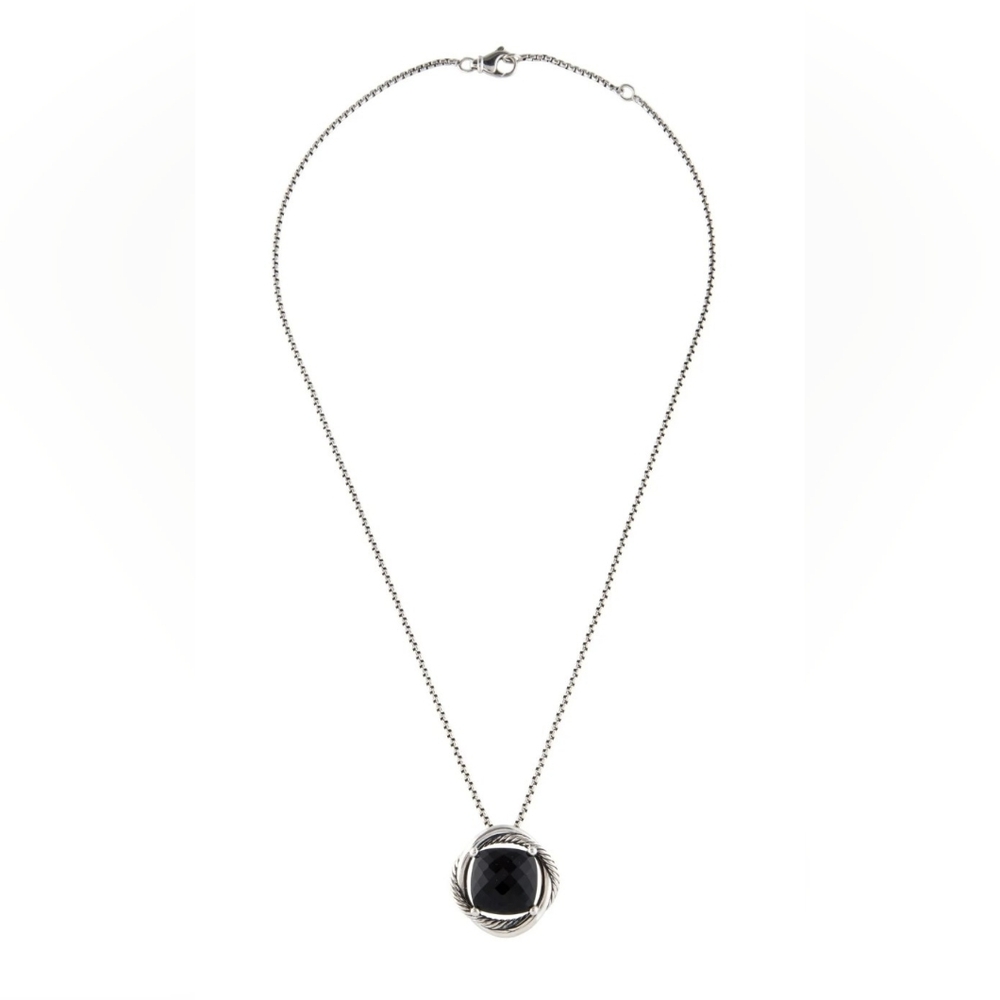 David Yurman Infinity Necklace with Onyx, Sterling Silver